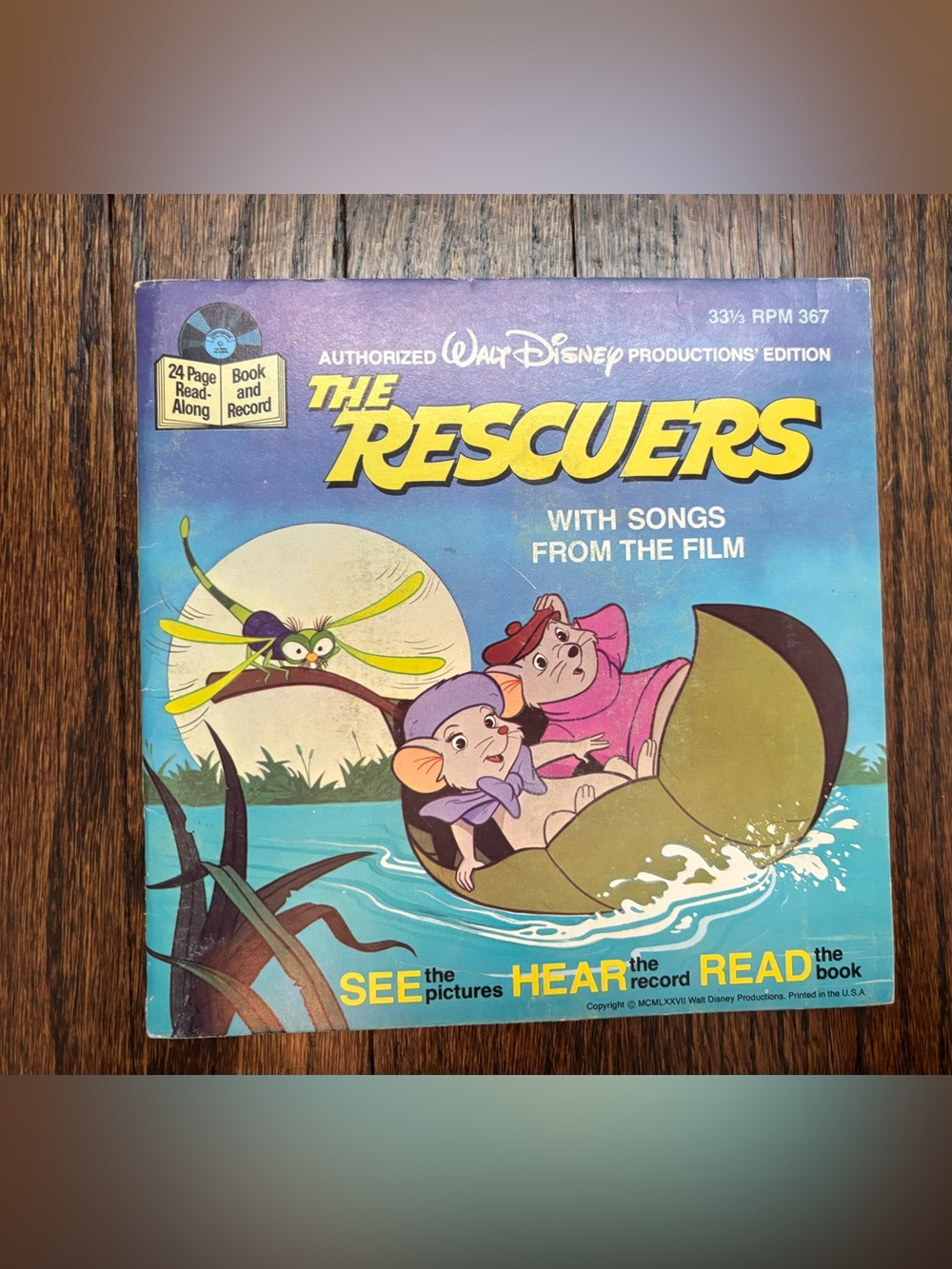 Walt Disney The Rescuers 24 Page Read Along Book and Record #367